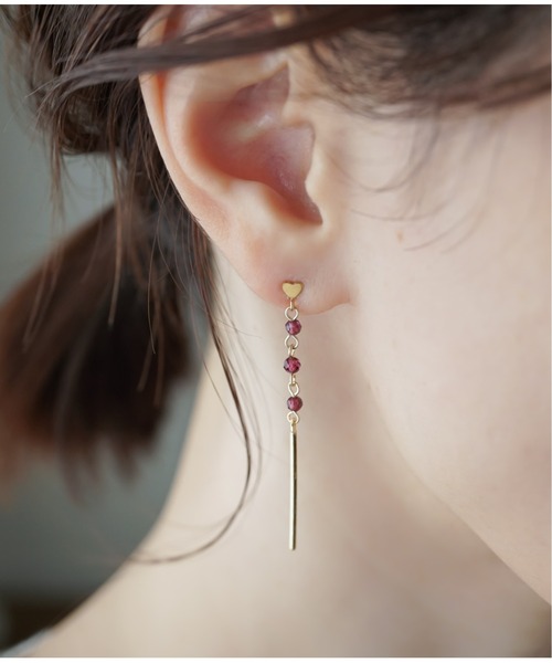 Meach.（ミーチ）の「【Meach.】14kgf誕生石ミニハートロングピアス（ピアス（両耳用）・レディース・K/O/F/J/N/I/E/H/D/A/R/C/P/B/L/Q/M/G・FREE）」の2枚目の写真