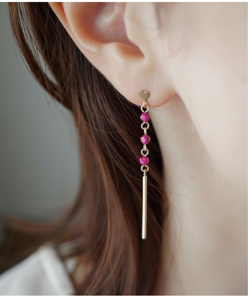 Meach.（ミーチ）の「【Meach.】14kgf誕生石ミニハートロングピアス（ピアス（両耳用）・レディース・K/O/F/J/N/I/E/H/D/A/R/C/P/B/L/Q/M/G・FREE）」の7枚目の写真