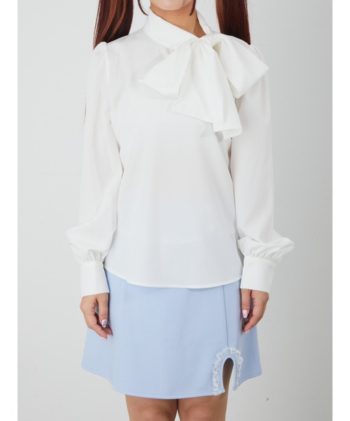 Ank Rouge(アンクルージュ)の「サイドリボンタイブラウス(シャツ/ブラウス・レディース・ホワイト/ブラック・M)」の13枚目の写真