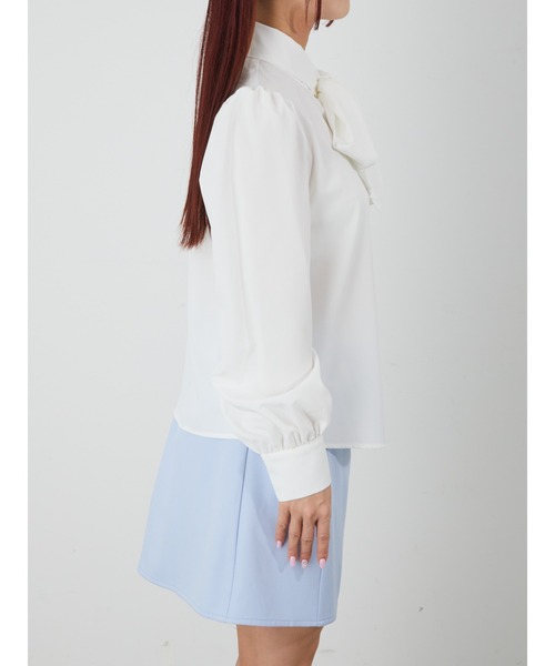 Ank Rouge(アンクルージュ)の「サイドリボンタイブラウス(シャツ/ブラウス・レディース・ホワイト/ブラック・M)」の10枚目の写真