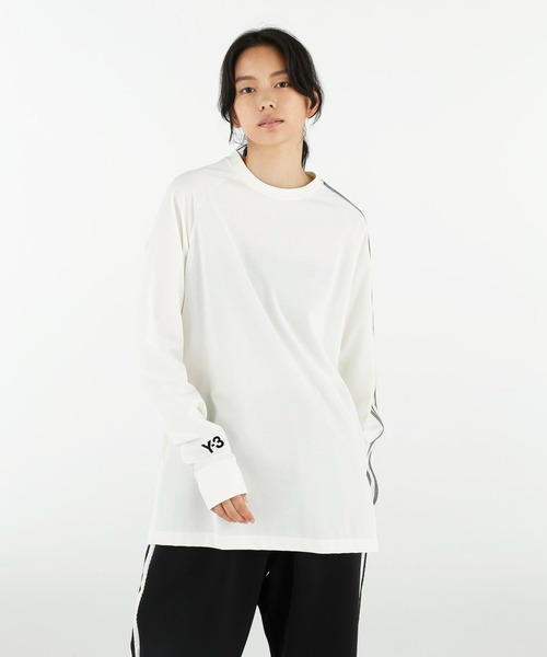 Tシャツ・カットソー Y-3 SS25 3 STRIPES L/S TEE (JM7847 WHITE) adidas Y-3 3-Stripes Long Sleeve Tee - White | adidas Finland