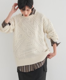 AMERICAN HOLIC | パッチワークケーブルニットチュニック(ニット/セーター)