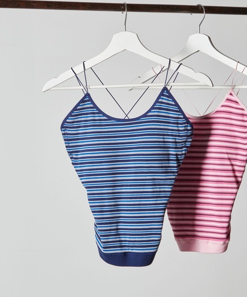 FRUIT OF THE LOOM(フルーツオブザルーム)の「カップ付き丸編みキャミソールマルチボーダー / インナー / オールシーズン / ワンマイルウェア(キャミソール・レディース・ブルー/ピンク・M/L)」の7枚目の写真