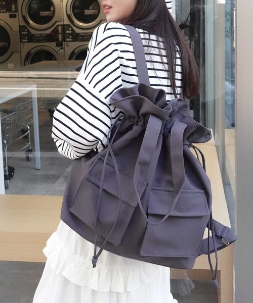 CORNERS（コーナーズ）の「3wayナップサック（バックパック/リュック・レディース・ベージュ/グレー/マスタード/ブラック・FREE）」の8枚目の写真