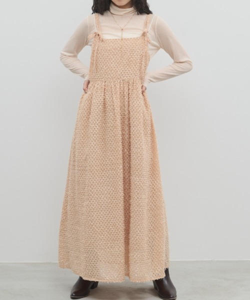 paravion（パラビオン）の「シャギーリボンキャミワンピース（ワンピース・レディース・アイボリー/ピンク/ブラック/オレンジ・FREE）」の4枚目の写真