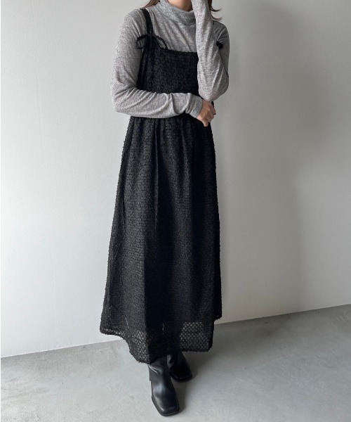 paravion（パラビオン）の「シャギーリボンキャミワンピース（ワンピース・レディース・アイボリー/ピンク/ブラック/オレンジ・FREE）」の14枚目の写真