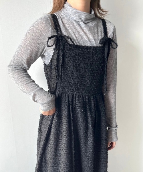 paravion（パラビオン）の「シャギーリボンキャミワンピース（ワンピース・レディース・アイボリー/ピンク/ブラック/オレンジ・FREE）」の16枚目の写真