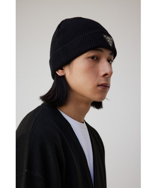 AZUL by moussy(アズールバイマウジー)の「ロゴプレートニットキャップ(ニットキャップ/ビーニー・メンズ・ブラック・FREE)」の3枚目の写真