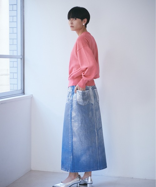 ROSE BUD(ローズバッド)の「コーティングデニムスカート(デニムスカート・レディース・ブルー・MEDIUM/SMALL)」の4枚目の写真