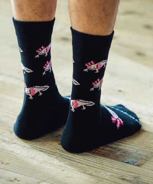 go slow caravan（ゴースローキャラバン）の「パイルジャガード クルーソックス（ソックス/靴下・メンズ・ブラック/ミント/バイオレット/ブルー/コーラルピンク/ホワイト・LARGE/MEDIUM）」の2枚目の写真