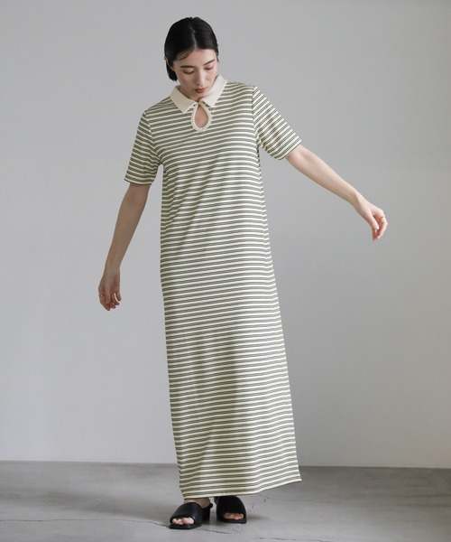 サイズ展開あり】テレコロングポロワンピース（ワンピース）｜select