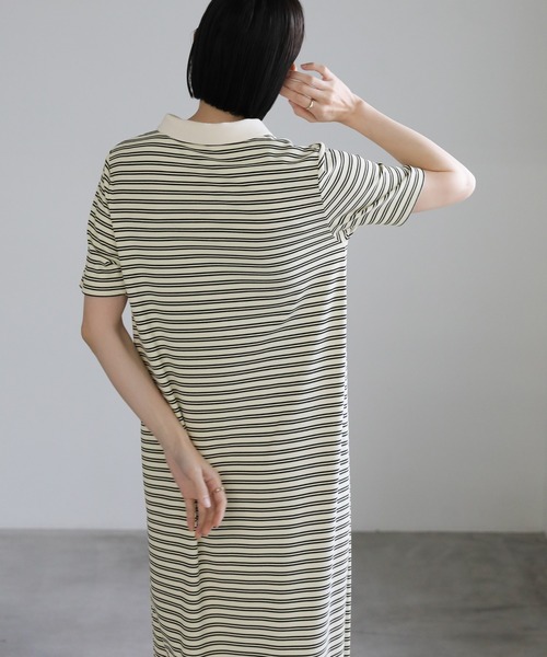 サイズ展開あり】テレコロングポロワンピース（ワンピース）｜select