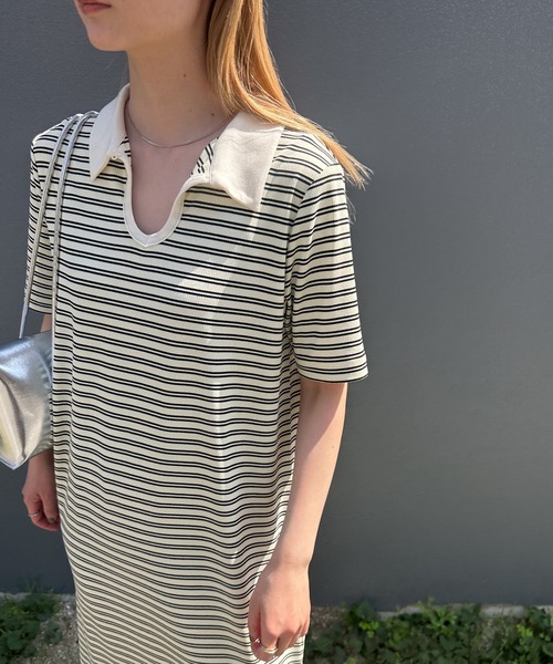 select MOCA（セレクトモカ）の「【サイズ展開あり】テレコロングポロワンピース（ワンピース・レディース・ブラック/アイボリー/ブラック系その他・MEDIUM/SMALL/X-SMALL）」の15枚目の写真