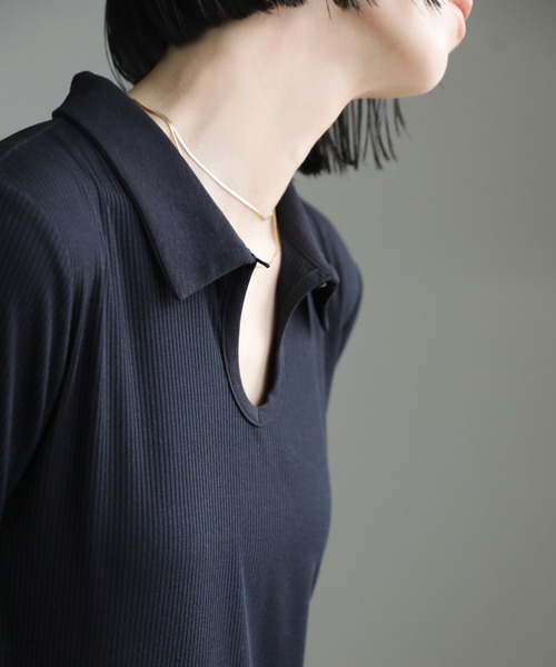 select MOCA（セレクトモカ）の「【サイズ展開あり】テレコロングポロワンピース（ワンピース・レディース・ブラック/アイボリー/ブラック系その他・MEDIUM/SMALL/X-SMALL）」の19枚目の写真