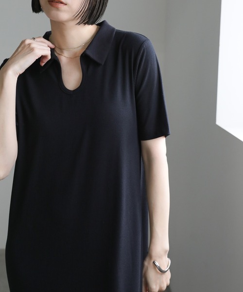 select MOCA（セレクトモカ）の「【サイズ展開あり】テレコロングポロワンピース（ワンピース・レディース・ブラック/アイボリー/ブラック系その他・MEDIUM/SMALL/X-SMALL）」の22枚目の写真