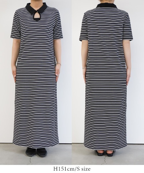 サイズ展開あり】テレコロングポロワンピース（ワンピース）｜select