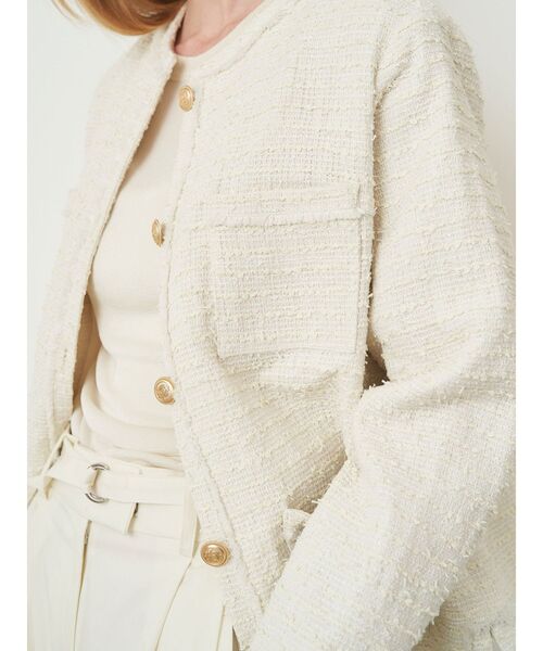 ELENDEEK ノーカラージャケット F アイボリー ELENDEEK ノーカラー