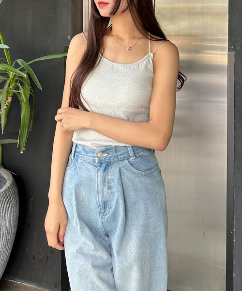 INGNI（イング）の「バッククロスラメキャミソール（キャミソール・レディース・ブラック/グレー・M）」の6枚目の写真