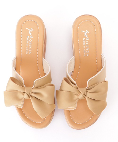 Lace Ladies（レースレディース）の「レザー調 ビッグリボン 厚底 ウエッジ サンダル（サンダル・レディース・アイボリー/ベージュ・22.5/23/23.5/24/24.5/ 25）」の18枚目の写真