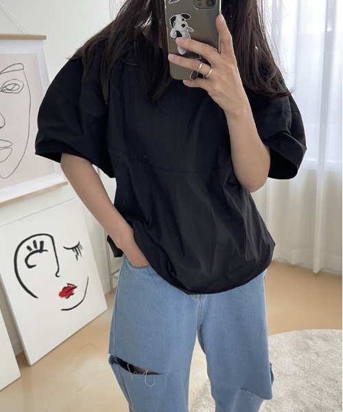 gossip！ロサンゼルス（ゴシップロサンゼルス）の「3color ランタンシャカ感ブラウス（シャツ/ブラウス・レディース・ホワイト/ブラック/ネイビー・FREE）」の2枚目の写真