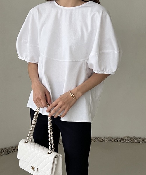 gossip！ロサンゼルス（ゴシップロサンゼルス）の「3color ランタンシャカ感ブラウス（シャツ/ブラウス・レディース・ホワイト/ブラック/ネイビー・FREE）」の6枚目の写真