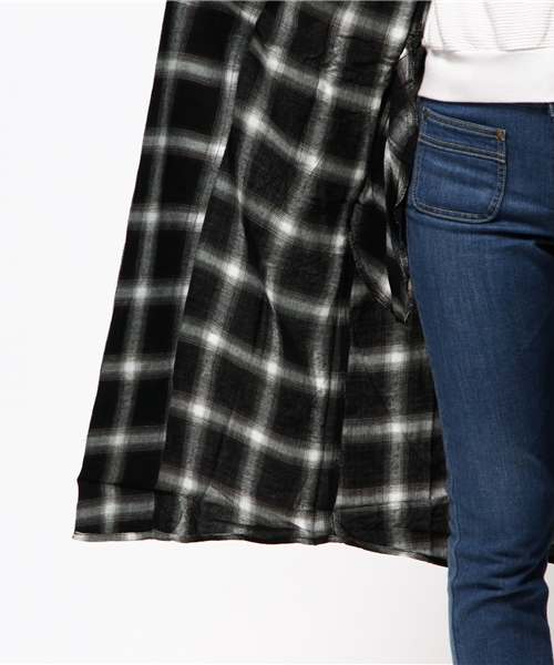 WEGO（ウィゴー）の「WEGO/オンブレチェックガウンコート（チェスターコート・レディース・レッド系その他/ブラック系その他・FREE）」の8枚目の写真