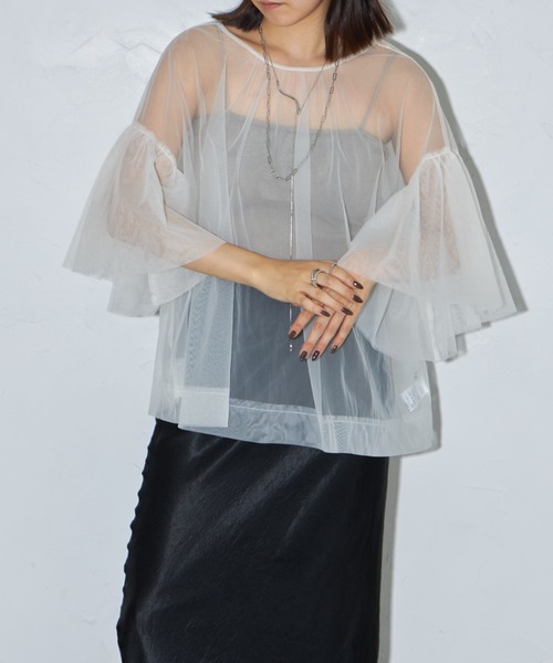 シアー袖口フリルトップス（Tシャツ/カットソー）｜leimn（レイムン）