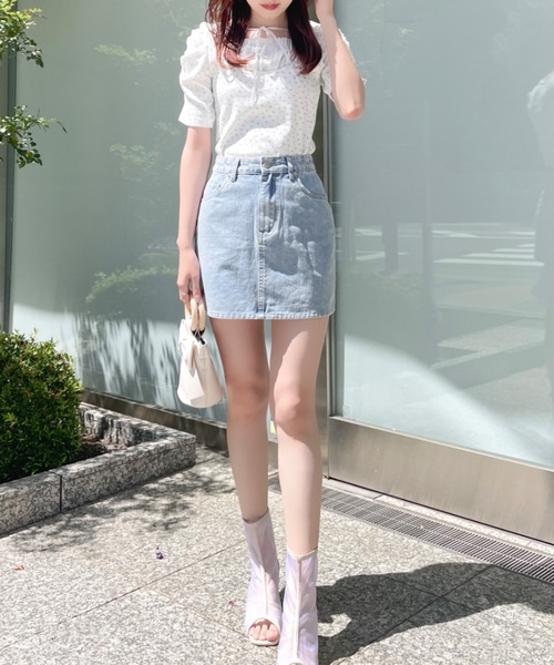 NOMAE（ノーマエ）の「リボンペイントデニムミニスカート（デニム 