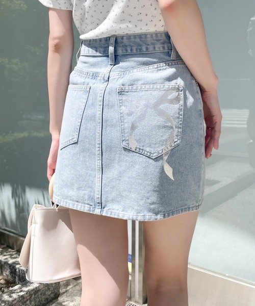 NOMAE（ノーマエ）の「リボンペイントデニムミニスカート（デニム