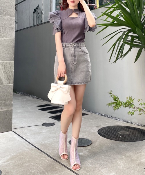 NOMAE（ノーマエ）の「リボンペイントデニムミニスカート