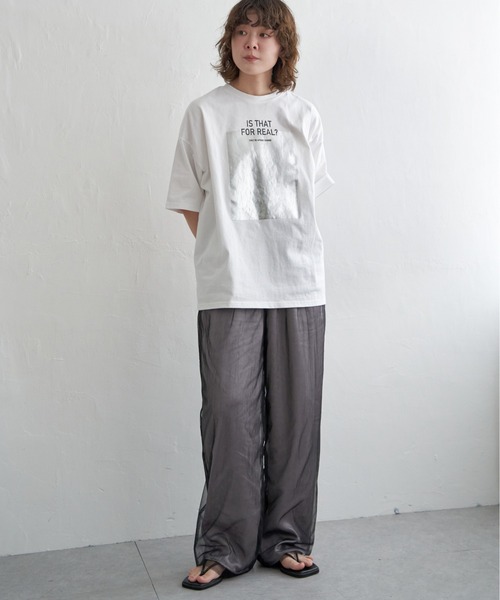 新品未使用品　日本製プリント　シャツコート セール】箔プリントショート丈Tシャツ【UV/接触冷感/洗濯機洗い