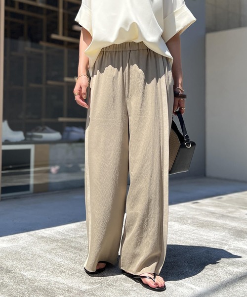 un dix cors(アンディコール)の「麻調ニット切替パンツ(スウェットパンツ・レディース・ブラック/ベージュ・FREE)」の1枚目の写真