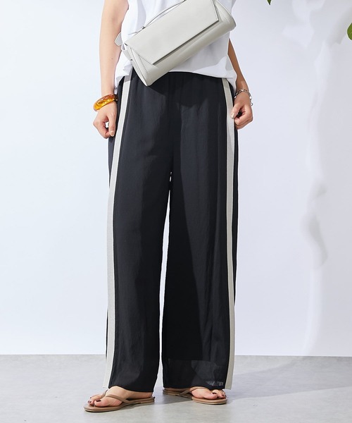 un dix cors(アンディコール)の「麻調ニット切替パンツ(スウェットパンツ・レディース・ブラック/ベージュ・FREE)」の2枚目の写真