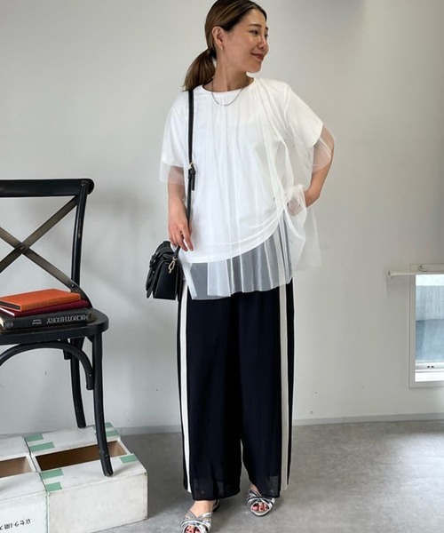 un dix cors(アンディコール)の「麻調ニット切替パンツ(スウェットパンツ・レディース・ブラック/ベージュ・FREE)」の4枚目の写真