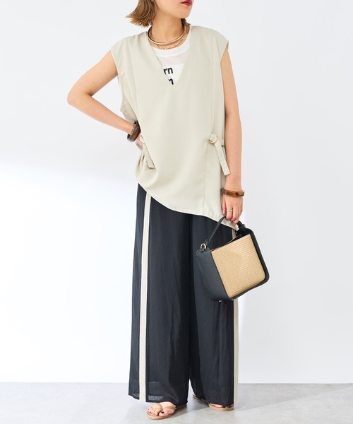 un dix cors(アンディコール)の「麻調ニット切替パンツ(スウェットパンツ・レディース・ブラック/ベージュ・FREE)」の15枚目の写真