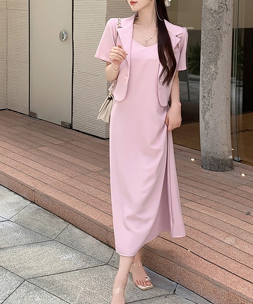 Doula Doula(ドゥーラドゥーラ)の「セットアップ 半袖シャツジャケット&キャミワンピース 2点セット(ワンピース・レディース・ピンク/ベージュ/ブラック・FREE)」の20枚目の写真
