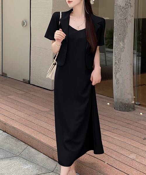 Doula Doula(ドゥーラドゥーラ)の「セットアップ 半袖シャツジャケット&キャミワンピース 2点セット(ワンピース・レディース・ピンク/ベージュ/ブラック・FREE)」の10枚目の写真