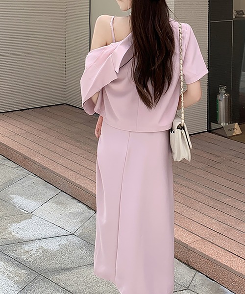 Doula Doula(ドゥーラドゥーラ)の「セットアップ 半袖シャツジャケット&キャミワンピース 2点セット(ワンピース・レディース・ピンク/ベージュ/ブラック・FREE)」の12枚目の写真
