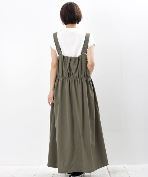 シャーリングジャンパースカート緑 rps（アールピーエス）の「フロントZIPシャーリング