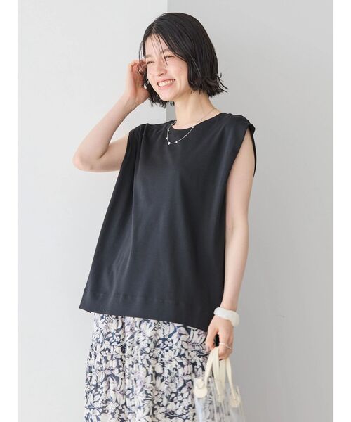 tシャツ ショルダータックノースリーブプルオーバー レディース AMERICAN HOLIC tシャツ 接触冷感ショルダータックノースリーブ