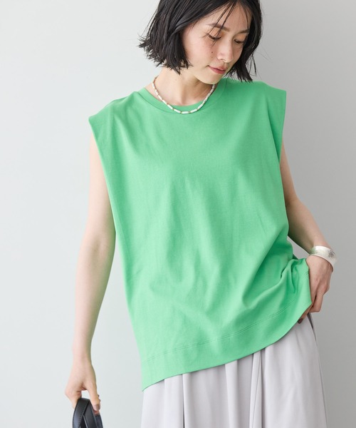 AMERICAN HOLIC（アメリカンホリック）の「ショルダータックノースリーブプルオーバー（Tシャツ/カットソー・レディース・グレイッシュベージュ/ブラック/ブルー系その他2/ライトグリーン/ブラック系その他4/オフホワイト・M/L）」の5枚目の写真