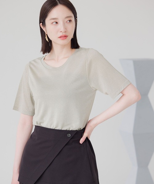 Andemiu（アンデミュウ）の「ラメカットＴ134418（Tシャツ/カットソー・レディース・シルバーグレー/ベージュ/ブラック・FREE）」の21枚目の写真