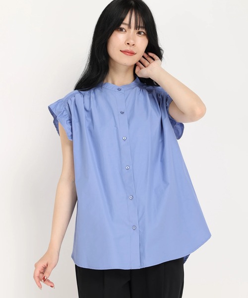 STRAWBERRY-FIELDS（ストロベリーフィールズ）の「フリルスリーブシャツ　シャツ・ブラウス（シャツ/ブラウス・レディース・ブルー系その他/ネイビー/ホワイト・2）」の3枚目の写真