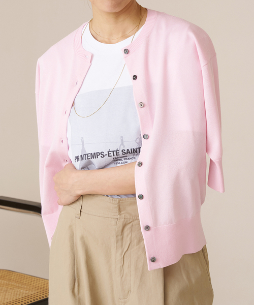 ENA LEVITA クルーカーディガン　ピンクB IENA（イエナ）の「《WEB限定/追加3》LEVITA クルーカーディガン