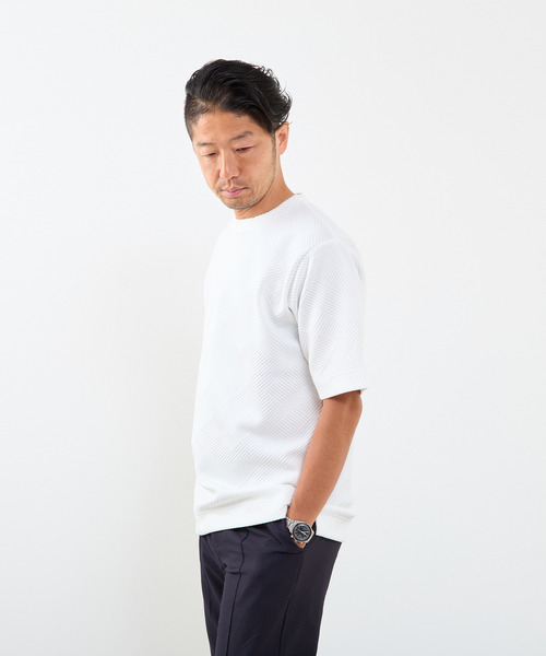 MEN'S MELROSE(メンズメルローズ)の「ブリスタージャガードクルーネックTシャツ(Tシャツ/カットソー・メンズ・ブラウン/ネイビー/ホワイト・3/2/4)」の14枚目の写真