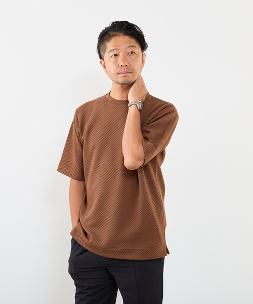 MEN'S MELROSE(メンズメルローズ)の「ブリスタージャガードクルーネックTシャツ(Tシャツ/カットソー・メンズ・ブラウン/ネイビー/ホワイト・3/2/4)」の11枚目の写真
