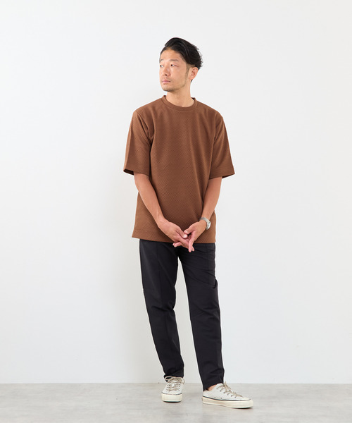MEN'S MELROSE(メンズメルローズ)の「ブリスタージャガードクルーネックTシャツ(Tシャツ/カットソー・メンズ・ブラウン/ネイビー/ホワイト・3/2/4)」の9枚目の写真