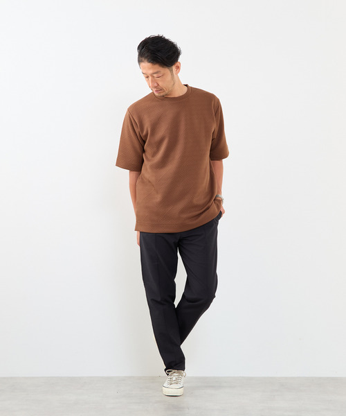 MEN'S MELROSE(メンズメルローズ)の「ブリスタージャガードクルーネックTシャツ(Tシャツ/カットソー・メンズ・ブラウン/ネイビー/ホワイト・3/2/4)」の8枚目の写真
