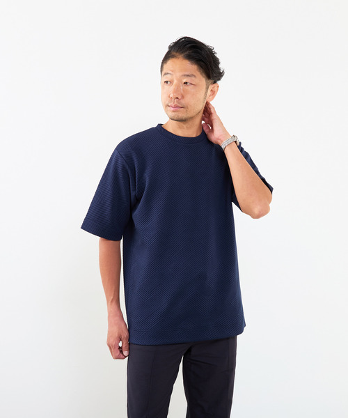 MEN'S MELROSE(メンズメルローズ)の「ブリスタージャガードクルーネックTシャツ(Tシャツ/カットソー・メンズ・ブラウン/ネイビー/ホワイト・3/2/4)」の7枚目の写真