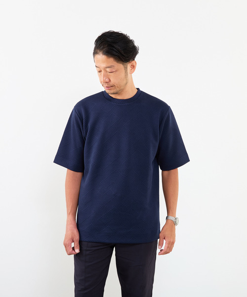 MEN'S MELROSE(メンズメルローズ)の「ブリスタージャガードクルーネックTシャツ(Tシャツ/カットソー・メンズ・ブラウン/ネイビー/ホワイト・3/2/4)」の6枚目の写真